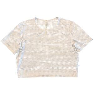 lululemon Breeze By Short Sleeve Mesh Top White Cropped Athletic Size 6
